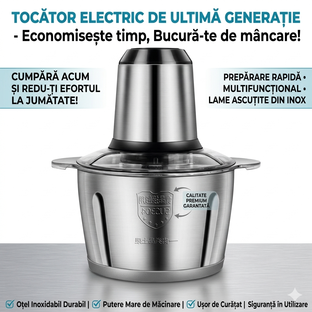 Tocator Electric Universal, Putere 1000W, 4 Lame, Legume si Carne